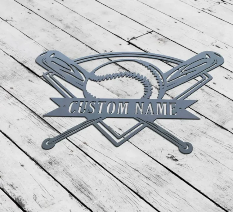 Personalized Baseball Swivel Metal Bowl Wall Art, Customized Player Name Sign, Baseball Lover Sign Decoration For Living Room Birthday Gifts
