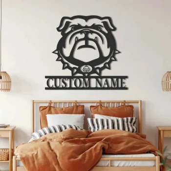 Custom Bulldog Metal Wall Art, Bulldog Metal Sign, Personalized Dog Lover Name Sign, Home Decor, Bulldog Gift Lover, Bulldog Sign, Home Decor