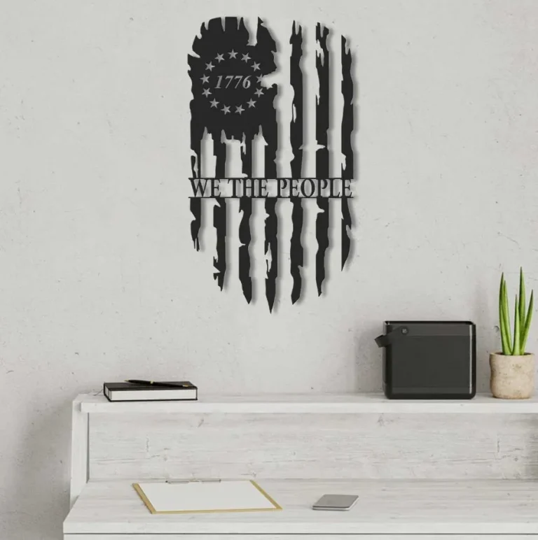 We The People 1776 Flag Metal Wall Art, We The People With Betsy Ross Union Flag Metal Wall Decor, Patriotic Home Decor, We The People Sign
