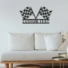 Racing Flag Sign, Custom Start Finish Racing Flag Metal Wall Art, Personalized Race Checkered Flag Name Sign Home Decor, Ideal Home Decor