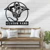 Custom Surfing Manta Ray Metal Wall Art Personalized Stingray Name Sign Home Decor Beach Ocean Wave Decor Housewarming Gift Beach House Sign