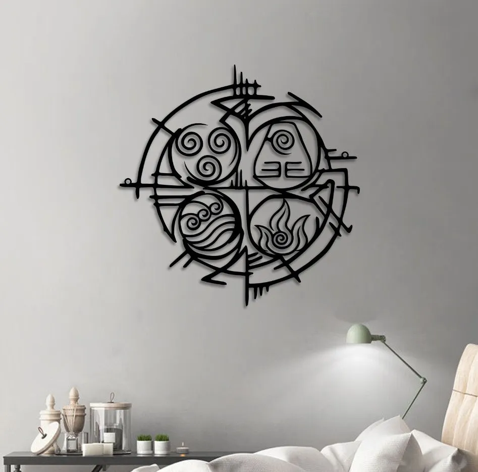 il_fullxfull.5197790377_skiv.webp Four Elements Classical Metal Wall Art Earth Water Air Fire Sign Home Decor Yoga Lover Birthday Gift Yoga Name Sign Housewarming Gift