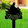 Custom Memorial Sign For Biker, Personalized Biker Memorial Metal Yard Sign, Motorcycle Grave Marker With Stake, Biker Name Sign, Garden Stake