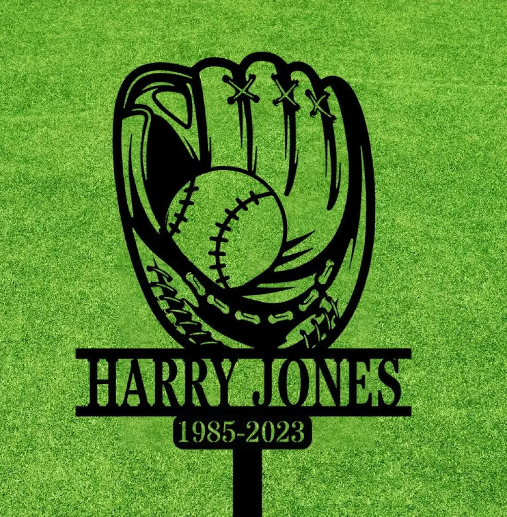 il_fullxfull.5197914949_8r0h-1.webp Custom Baseball Gloves Memorial Stake, Baseball Metal Stake, Baseball Player Name Sign, Sympathy Sign, Grave Marker, Remembrance Stake