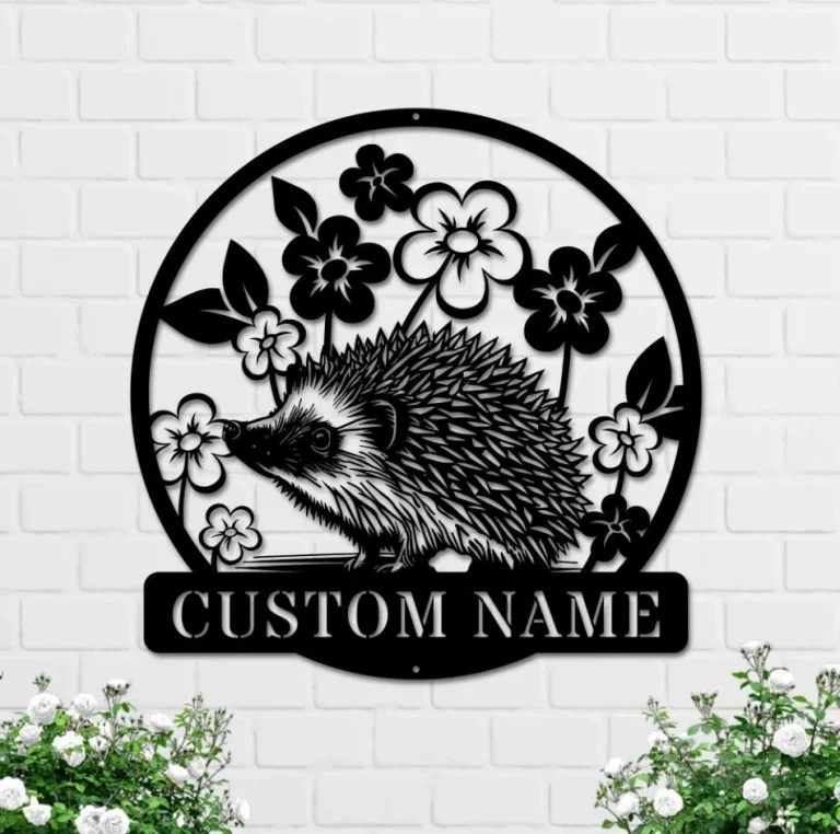 Custom Hedgehog Metal Wall Art Personalized Hedgehog Lover Name Sign Home Decor Kid Nursery Decor Garden Decor Pet Animal Housewarming Gift