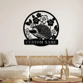 Custom Hedgehog Metal Wall Art Personalized Hedgehog Lover Name Sign Home Decor Kid Nursery Decor Garden Decor Pet Animal Housewarming Gift