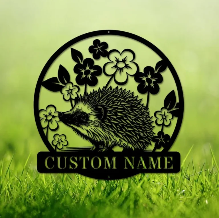 Custom Hedgehog Metal Wall Art Personalized Hedgehog Lover Name Sign Home Decor Kid Nursery Decor Garden Decor Pet Animal Housewarming Gift