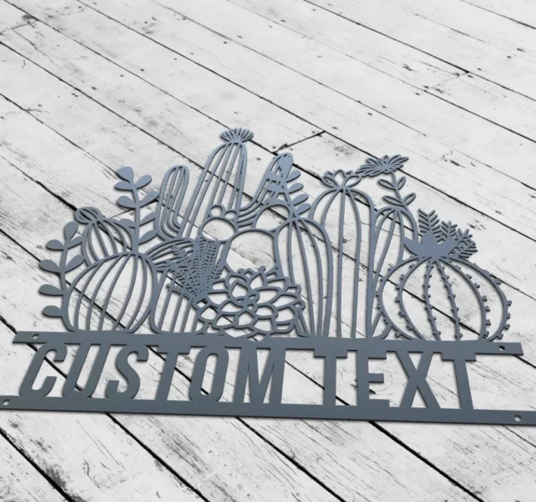 Cactus Metal Sign, Cactus Wall Art, Cactus Wall Decor, Front Door Decor, Cactus Garden Sign, Steel Cactus Art, Metal Cactus Sign, Cactus Monogram