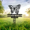 Custom Butterflies Memorial Stake, Garden Decor, In Loving Memory, Butterflies And Flower, Metal Stake, Sympathy Sign, Grave Marker