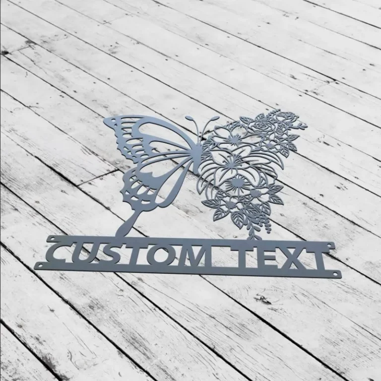 Butterfly Floral Sign, Custom Butterfly Wall Art, Butterfly Metal Sign, Garden Decor, Personalized Sign Name, Indoor Decor, Room Decoration