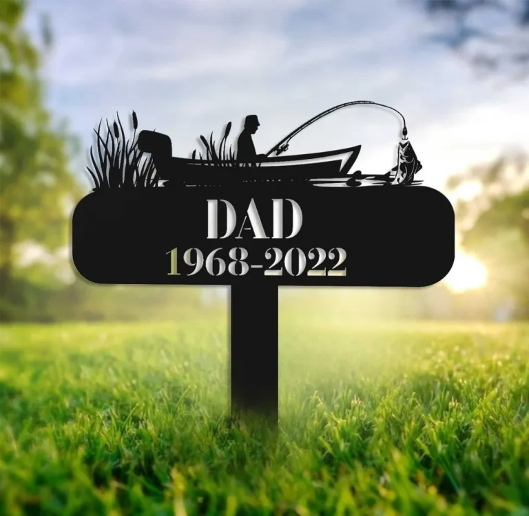 Custom Fishing Memorial, Fisherman Memorial Gift, Fishing Dad Sympathy, Personalized Fishing Memorial Stake Metal, Grave Marker, Fishing Gift