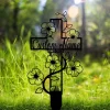 Cross Memorial Metal Stake Custom, Floral Cross Grave Marker, Sympathy Grave Stake, Loss Of Loved Ones Remembrance Bereavement Grave Markers