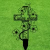 Cross Memorial Metal Stake Custom, Floral Cross Grave Marker, Sympathy Grave Stake, Loss Of Loved Ones Remembrance Bereavement Grave Markers