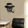 Gangster Cigar Smoking Sugar Skull Metal Wall Art With Led Lights, Black Skull Living Room Decor, Smoker Wall Art, Skull Lover Gift