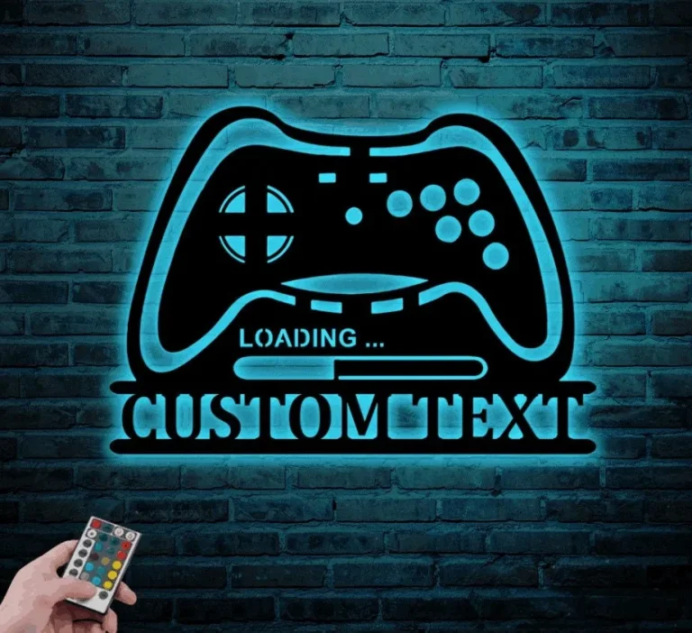 Personalized Gamer Name Sign With Led Lights, Game Controller Metal Sign, Game Room Decor, Gaming Home Decor, Video Game Art, Gift For Gamers