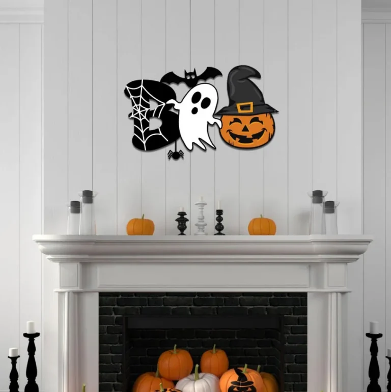 Boo With Ghost Metal Sign Fall Front Porch Decor Halloween Metal Wall Art Autumn Door Decor Halloween Decor Pumpkin Halloween Art