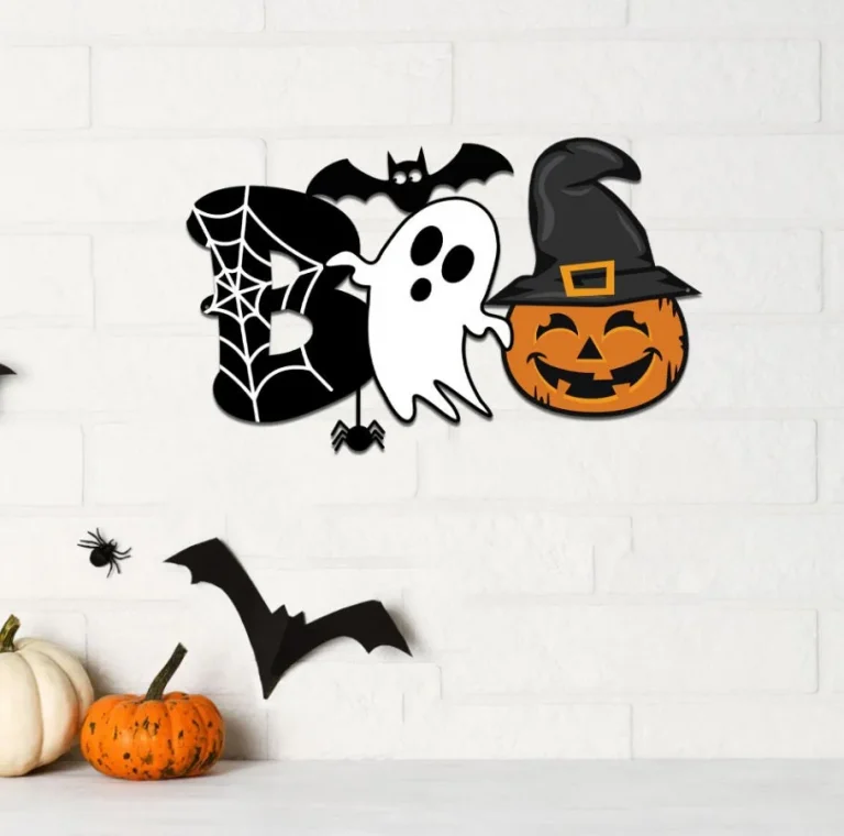 Boo With Ghost Metal Sign Fall Front Porch Decor Halloween Metal Wall Art Autumn Door Decor Halloween Decor Pumpkin Halloween Art