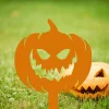 Pumpkins Metal Happy Halloween Sign With Stakes Front Porch Decor Outdoor Haunted House Halloween Decor Creepy Pumpkin Lawn Arts