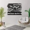 Custom Us Flag Airplane Metal Wall Art Personalized Pilot Name Sign Home Decor Aircraft Hangar Decoration Airforce Housewarming Xmas Gifts
