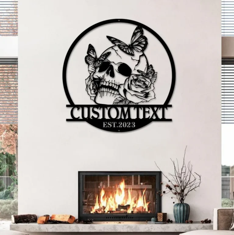 Personalized Sugar Skull Metal Sign, Custom Skull Wall Art For Room Decor, Man Cave Decor, Skull Metal Art, Skull Name Sign, Skull Wall Hanging