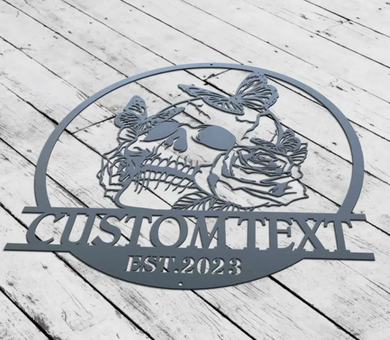 Personalized Sugar Skull Metal Sign, Custom Skull Wall Art For Room Decor, Man Cave Decor, Skull Metal Art, Skull Name Sign, Skull Wall Hanging