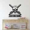 Custom Baseball Skull Metal Wall Art, Personalized Baseball Player Name Sign Baseball Metal Wall Decor, Baseball Lover Gift Home Decor
