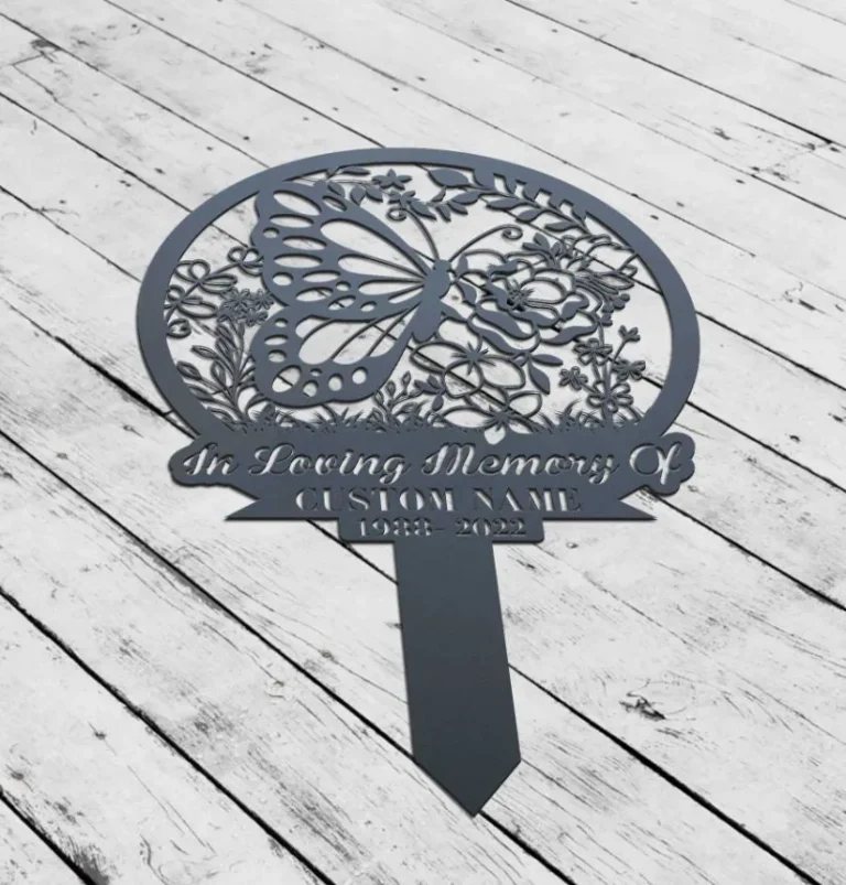 Personalized Butterflies Memorial Stake, Metal Stake, Sympathy Sign, Grave Marker, Garden Decor, In Loving Memory, Butterflies And Flower