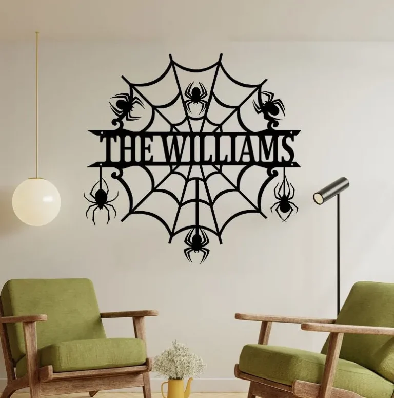 Personalized Spider Web Name Sign, Halloween Home Decor, Halloween Gift Idea, Housewarming Gift, Family Gift, Address Sign