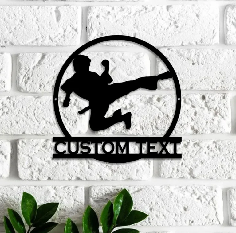 Custom Boy Karate Metal Wall Art, Martial Arts Sign, Kid Karate Sign, Kids Room Decor Dojo Decor, Birthday Gift For Son, Kid Karate Name Sign