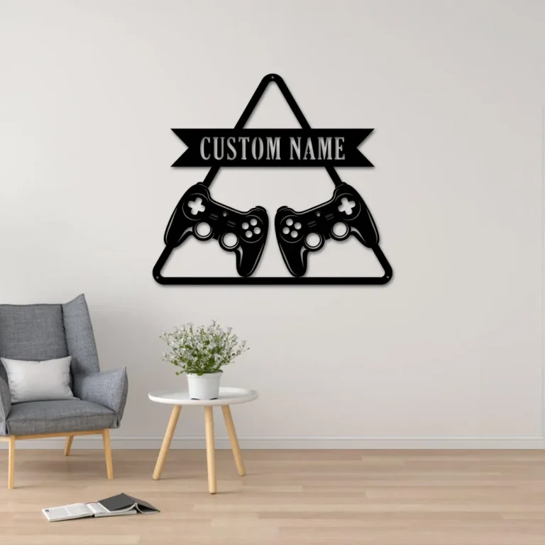 Custom Gamer Room Sign, Personalized Game Controllers Metal Wall Art, Game Controllers Christmas Gift, Gift For Gamer Boyfriend Husband Gifts