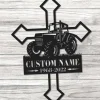 Custom Farmer Memorial Cross, Tractor Garden Stake Metal Yard Art, Grave Marker Cemetery Decor, Farmer Dad Memorial Gift, Farmer Gift