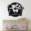 Tropical Themed Personalized Metal Sign- Backyard Sign-backyard Signs- Palm Beach- Outdoor Metal Sign- Beach House- House Decor- Lake House