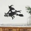 Witch Flying On A Broomstick Metal Sign, Halloween Gift, Witch On A Broom Wall Art, Door Hanger, Halloween Door Decor, Witch Halloween Decor