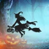 Witch Flying On A Broomstick Metal Sign, Halloween Gift, Witch On A Broom Wall Art, Door Hanger, Halloween Door Decor, Witch Halloween Decor