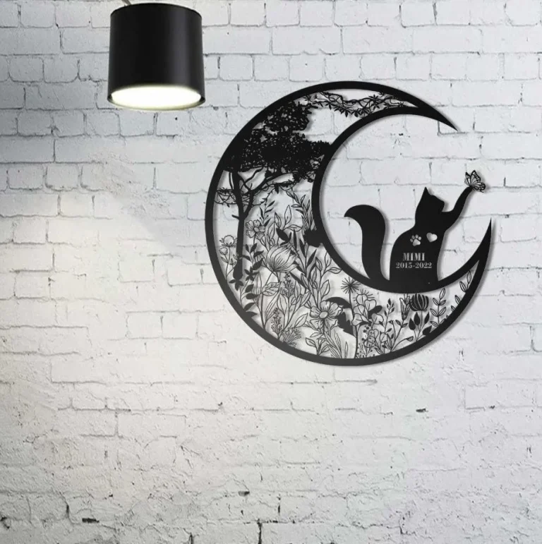 Pet Memorial Suncatcher, Engraved Cat Lovers Gift For Mothers Birthday, Loss Of Pet Sympathy Gift, Custom Name Cat Decor Metal, Cat Memorial