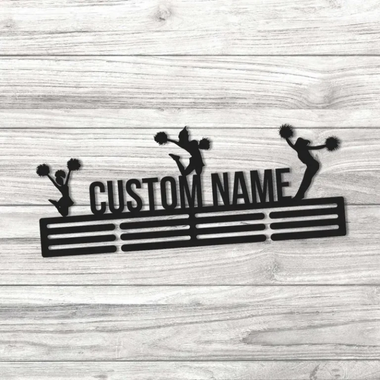 Cheerleader Custom Name Medal Hanger Monogram Cheerleading, Cheer, Cheerleader - 12 Rungs For Medals & Ribbons, Medal Display, Cheerleader Gift