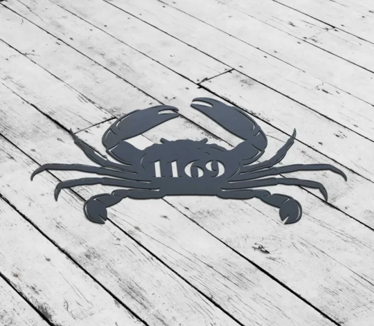 Personalized Crab Metal Sign, Custom Crab Street House Address Sign, Crab Beach House Decor, Crab Wall Art, Crab Name Sign, Crab Home Decor