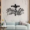 Personalized Faith Cross Metal Sign, Custom Family Name Sign, Jesus And Cross Sign, Christian Sign, Front Door Decor, Home Decor, Cross Wall Art