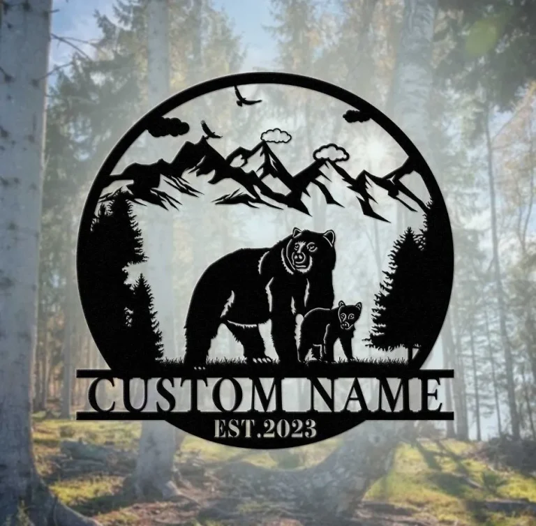 Personalized Bear Metal Sign, Custom Bear Sign, Outdoor Metal Sign, Gifts, Christmas, Metal Sign, Bear, Custom Metal Sign, Metal Signs