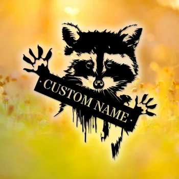 Custom Raccoon Metal Sign, Raccoon Gifts, Raccoon Wall Decor, Animal Sign, Raccoon Nursery Decor, Birthday Gift For Kids Wall Art Cabin Decor