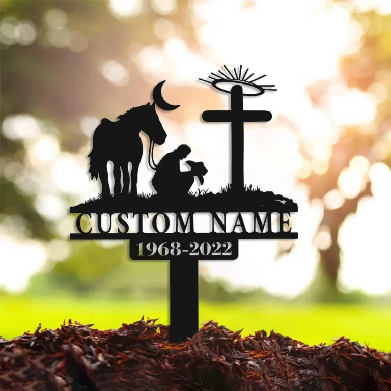 Cowboy Memorial Stake, Horse Lover Stake, Custom Memorial Metal Stake, Grave Marker Human, Sympathy Grave Stake, Memorial Cross, Remembrance