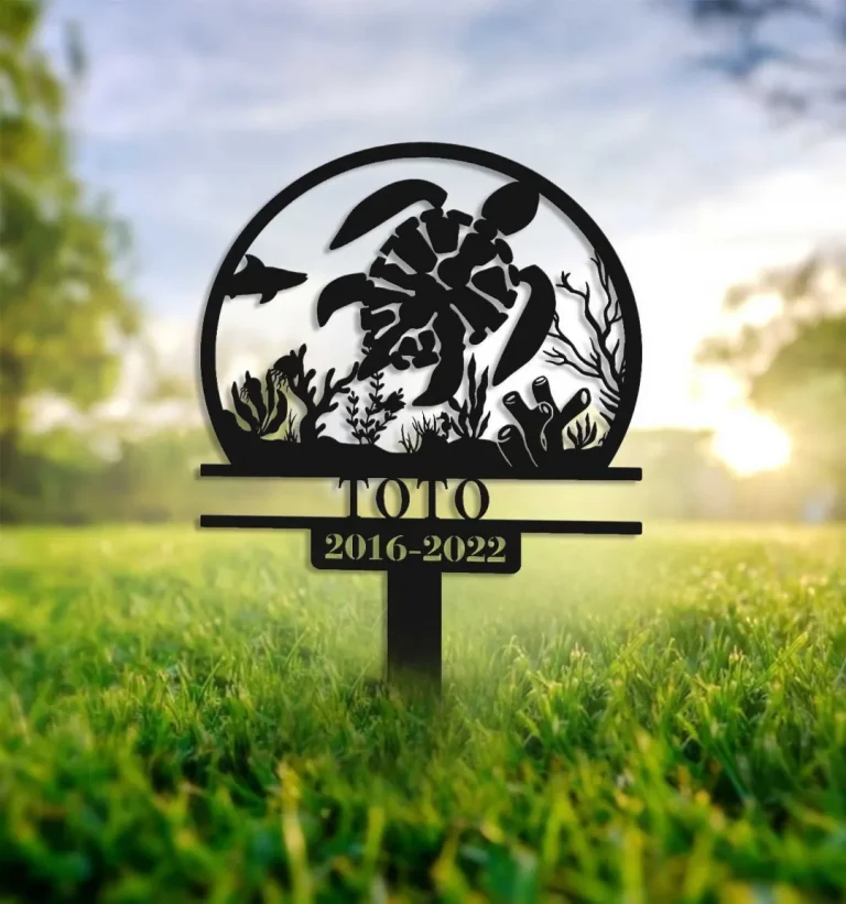 Personalized Turtle Memorial Stake, Remembrance Stake, Garden Decor, Floral Tortoise, Metal Stake, Tortoise Loss, Sympathy Sign, Grave Marker