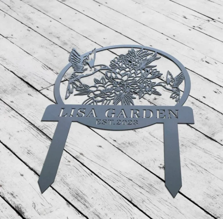 Custom Hummingbird Flowers Garden Stake, Hummingbird Metal Garden Sign With Stake, Personalized Garden Sign, Gardener Name Sign, Yard Sign