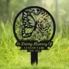 Personalized Butterflies Memorial Stake, Metal Stake, Sympathy Sign, Grave Marker, Garden Decor, In Loving Memory, Butterflies And Flower