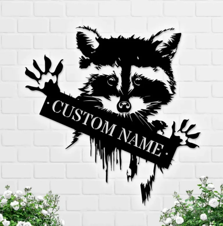 Custom Raccoon Metal Sign , Raccoon Gifts, Woodland Animals Home Decor, Raccoon Nursery Decor, Birthday Gift For Kids Wall Art