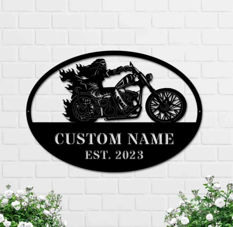 Personalized Motorcycle Wall Art, Custom Biker Name Sign, Motorcycle Metal Sign, Garage Decor, Motorcycle Decor, Motorcycle Lover Gift