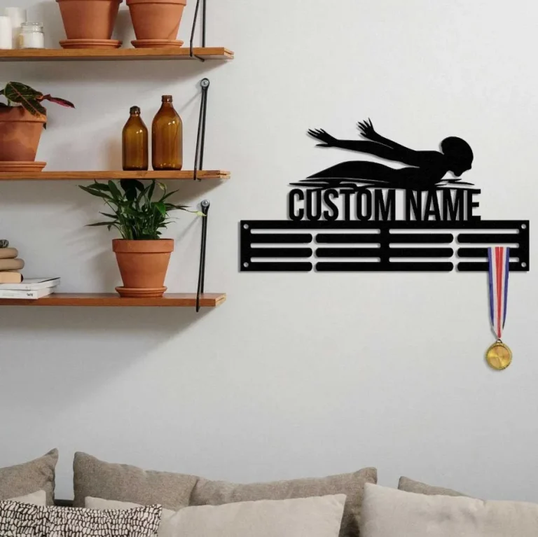 Custom Name Swimming Medal Hanger, Medal Holder Display Rack For Awards And Ribbons, Tiered Award Rack, Sports Medal Hanger