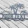 Custom Palm Trees Beach House Metal Sign, Personalized Sunshine Palm Tree Pool Sign, Pool Sign, Family Beach House Wall Art, Poolside Wall Decor