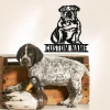 Custom English Bulldog Dog Sit Metal Sign, Personalized Happy Paw Puppy Pup Pet Name Sign Dog Name Sign Decoration For Home, Dog Home Decor