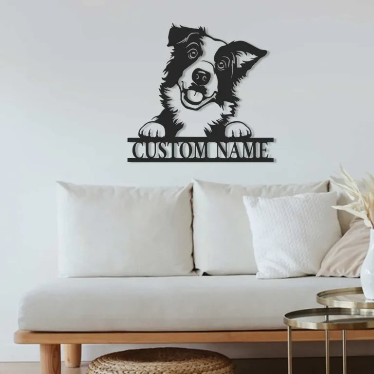 Border Collie Metal Sign, Personalized Dog Wall Art, Dog Memorial Gift, Pet Lover, Custom Dog Name Sign, Dog House Decor, Border Collie Wall Decor